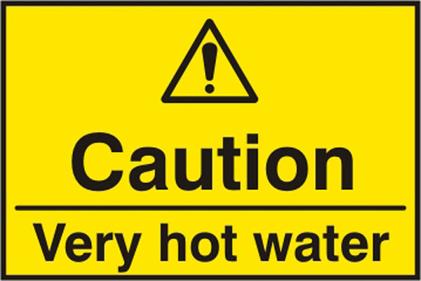 Beeswift Caution Hot Water Sign Bss11161 N - 75X50MM Yellow - Customisable Hazard Signs
