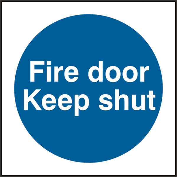 Beeswift Fire Door Keep Shut Sign Bss11324 N - White Blue 100X100MM - Customisable Mandatory Signs