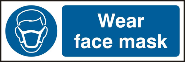 Wear Face Mask Sign Bss11388 N - BSS11388N - White Blue 300X100MM - Customisable Mandatory Signs
