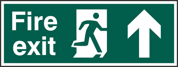 Fire Exit Up Arrow Sign Rigid Pvc Bss12105 N - BSS12105N - Green 400X150MM - Customisable Fire Exit Signs
