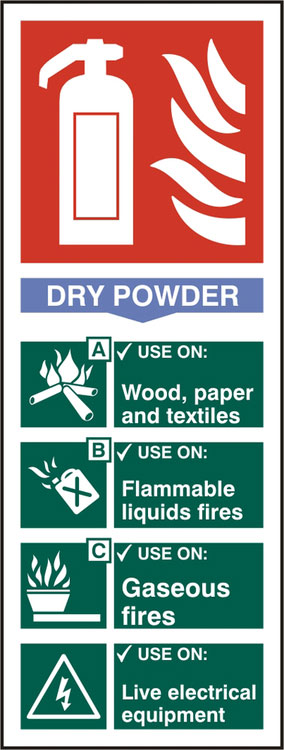 Beeswift Fire Extinguisher Dry Powder Sign Self Adhesive Bss12304 N - White 82X202MM - Customisable Fire Equipment Signs
