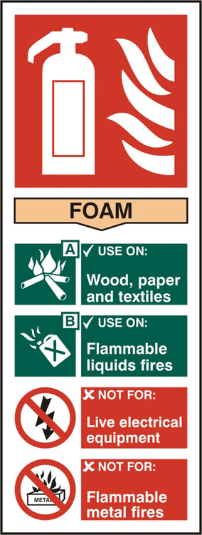 Beeswift Fire Extinguisher Foam Sign Rigid Pvc Bss12307 N - White 82X202MM - Customisable Fire Equipment Signs