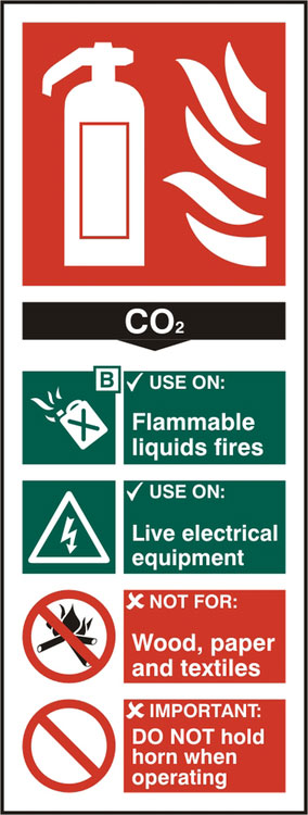 Beeswift Fire Extinguisher Co Sign Self Adhesive Bss12310 N - White 82X202MM - Customisable Fire Equipment Signs