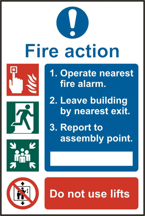Beeswift Fire Action Procedure Sign Self Adhesive Bss13842 N - White 200X300MM - Customisable Fire Equipment Signs