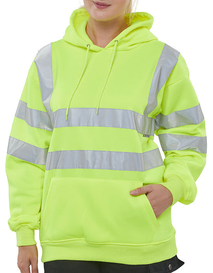Beeswift Essential Pull Over Hi Vis Hoodie Bsssh25 - Saturn Yellow - Customisable Sweatshirts