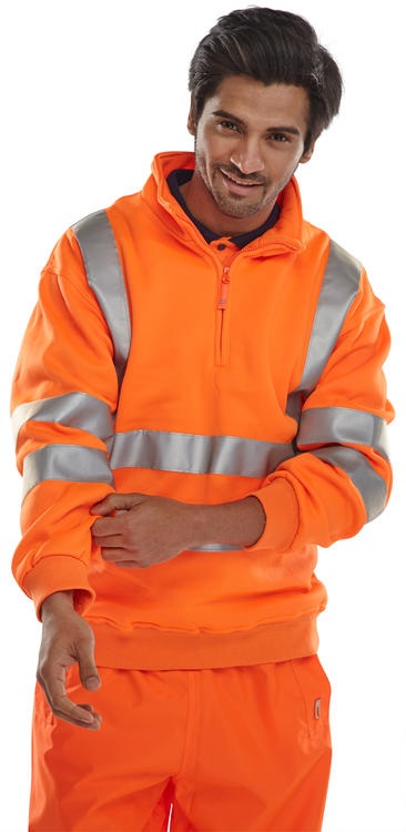 Beeswift Essential Quarter Zip Sweatshirt Hi Vis Jumper Bszssen - - Customisable Sweatshirts