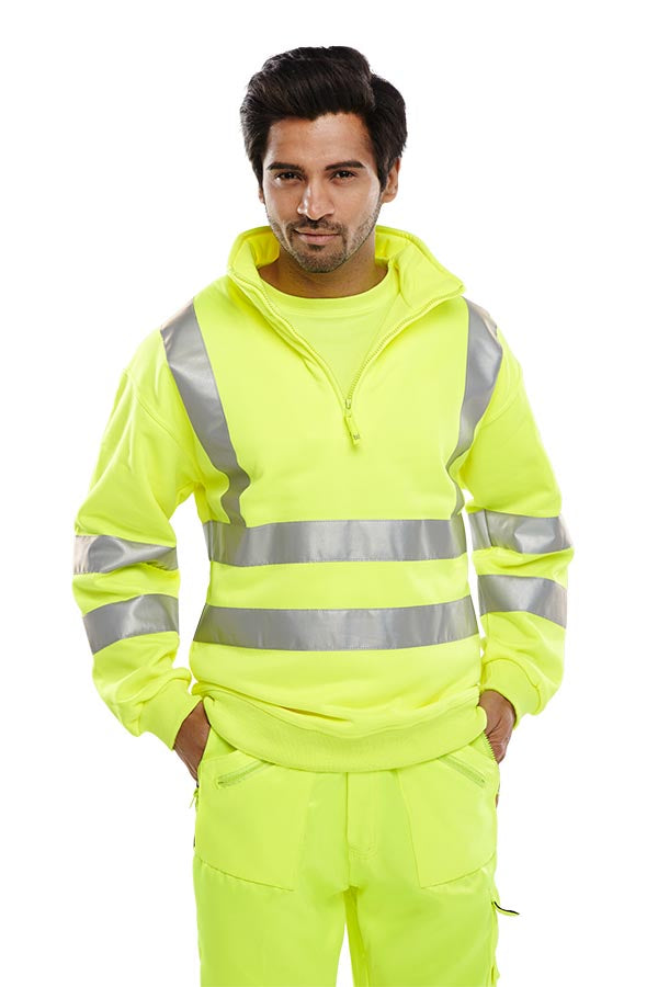 Beeswift Essential Quarter Zip Sweatshirt Hi Vis Jumper Bszssen - - Customisable Sweatshirts