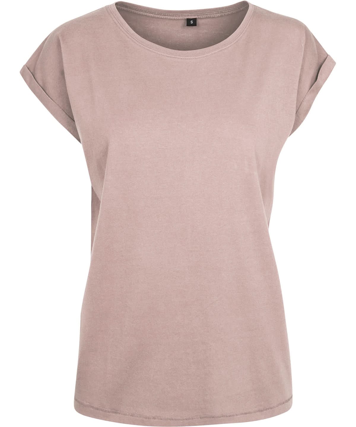 Build Your Brand BYB Womens extended shoulder tee Black BY021 - Dusk Rose - Customisable T-Shirt