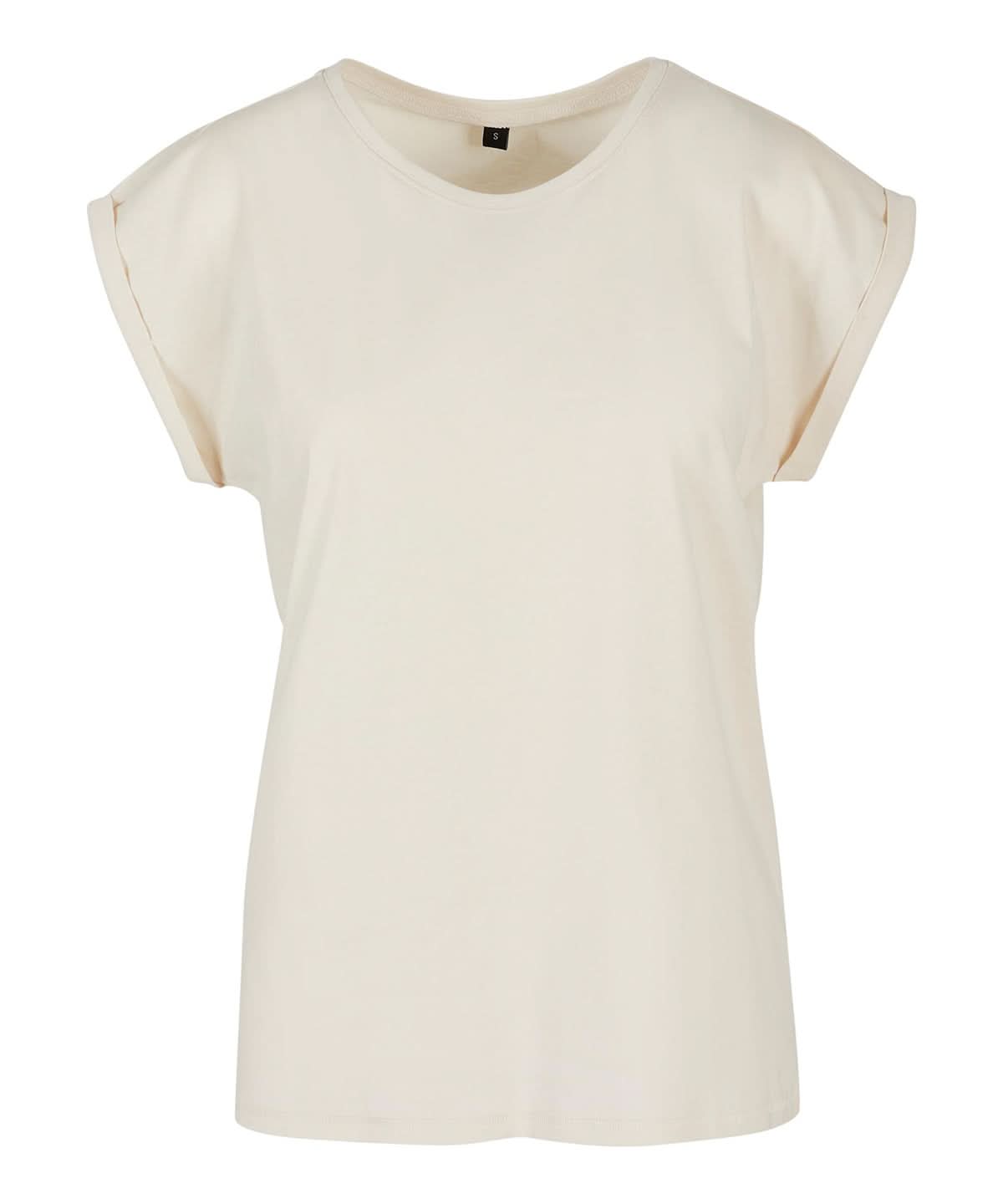Build Your Brand BYB Womens extended shoulder tee Sand BY021 - Sand - Customisable T-Shirt
