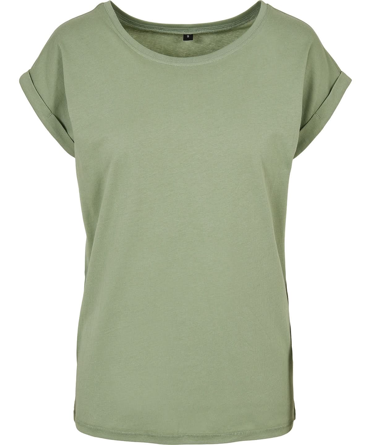 Build Your Brand BYB Womens extended shoulder tee Soft Salvia BY021 - Soft Salvia - Customisable T-Shirt