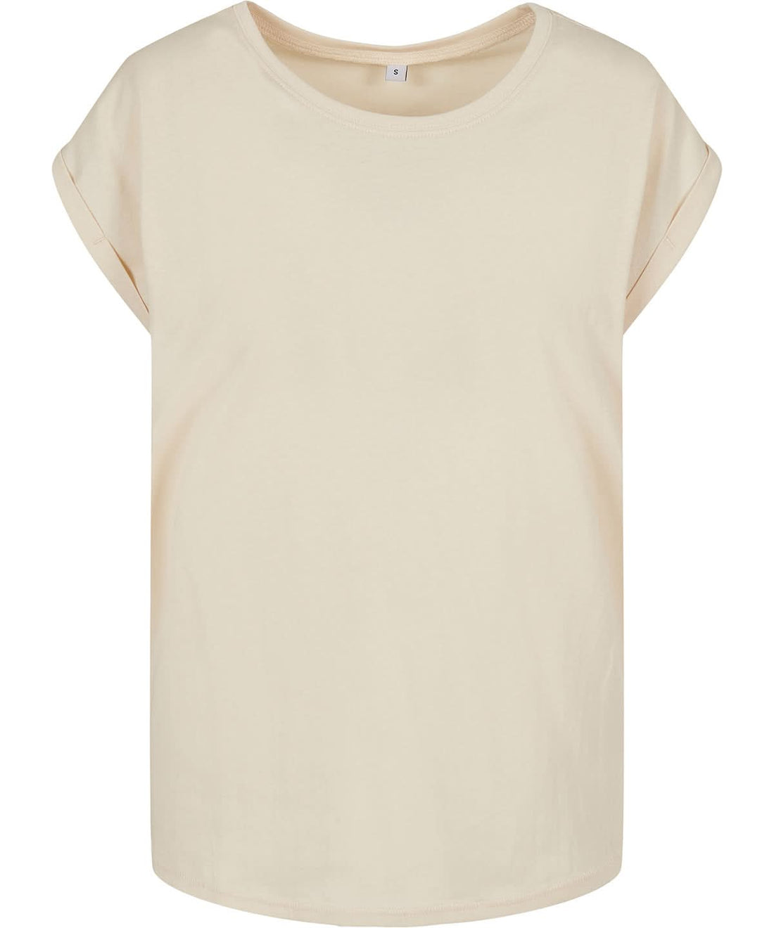 Build Your Brand BYB Womens extended shoulder tee White Sand BY021 - White Sand - Customisable T-Shirt