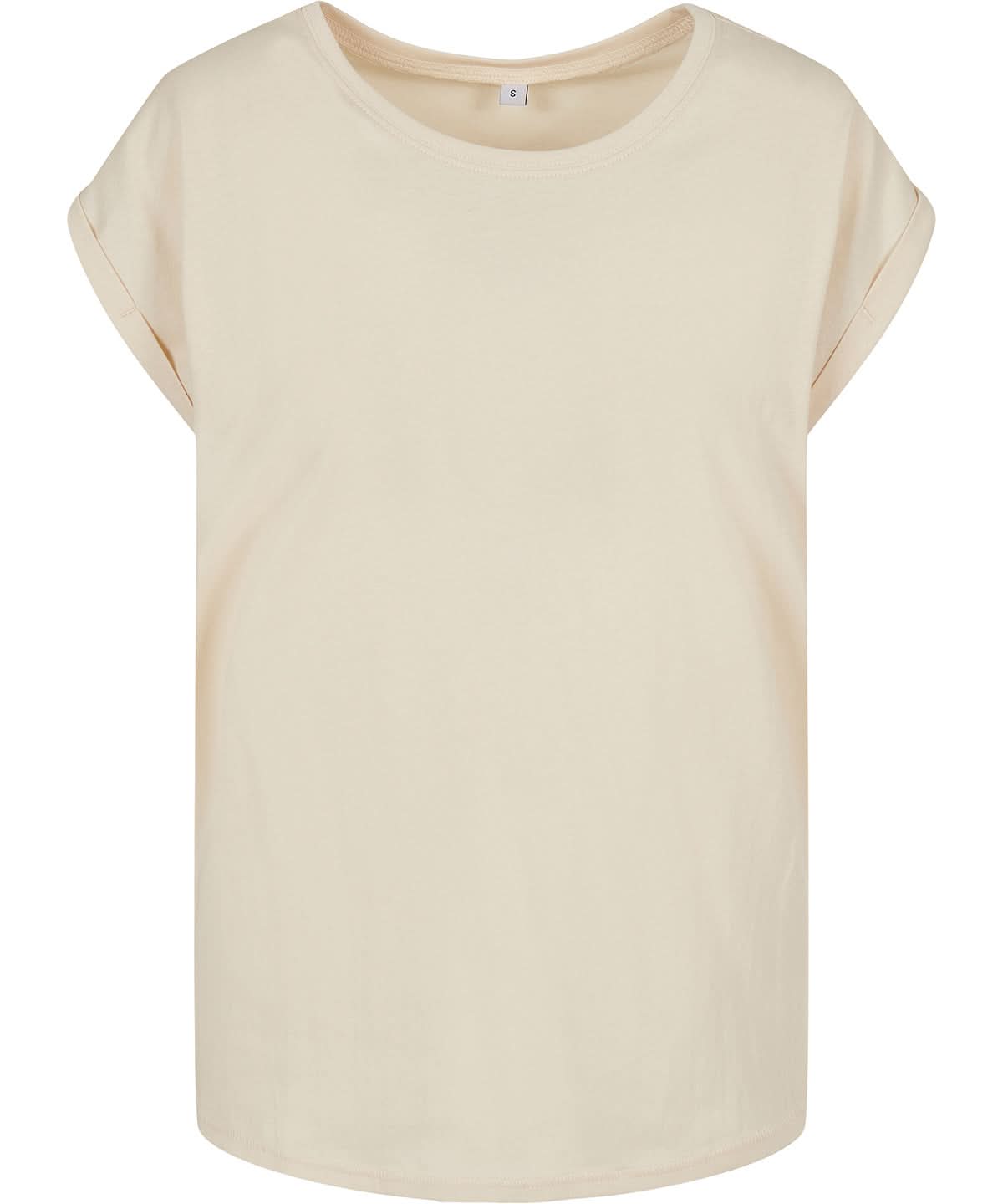 Build Your Brand BYB Womens extended shoulder tee White Sand BY021 - White Sand - Customisable T-Shirt