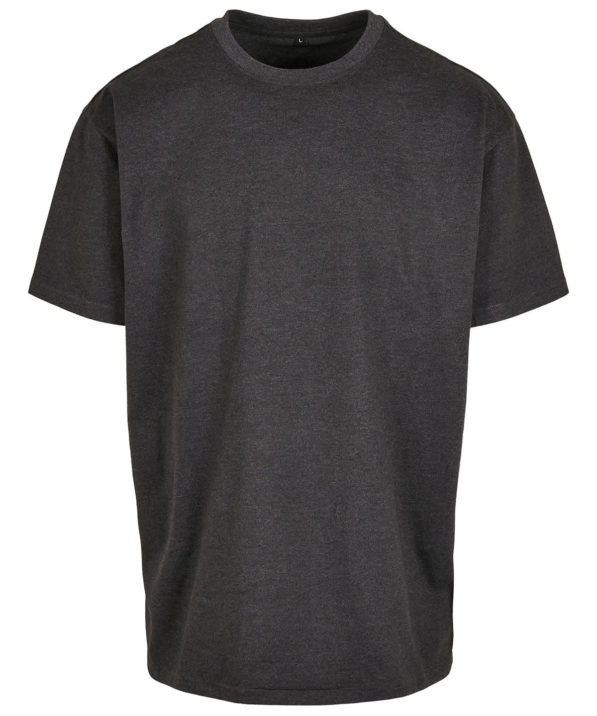 Build Your Brand BYB Heavy oversized tee Charcoal BY102 - Charcoal - Customisable T-Shirt