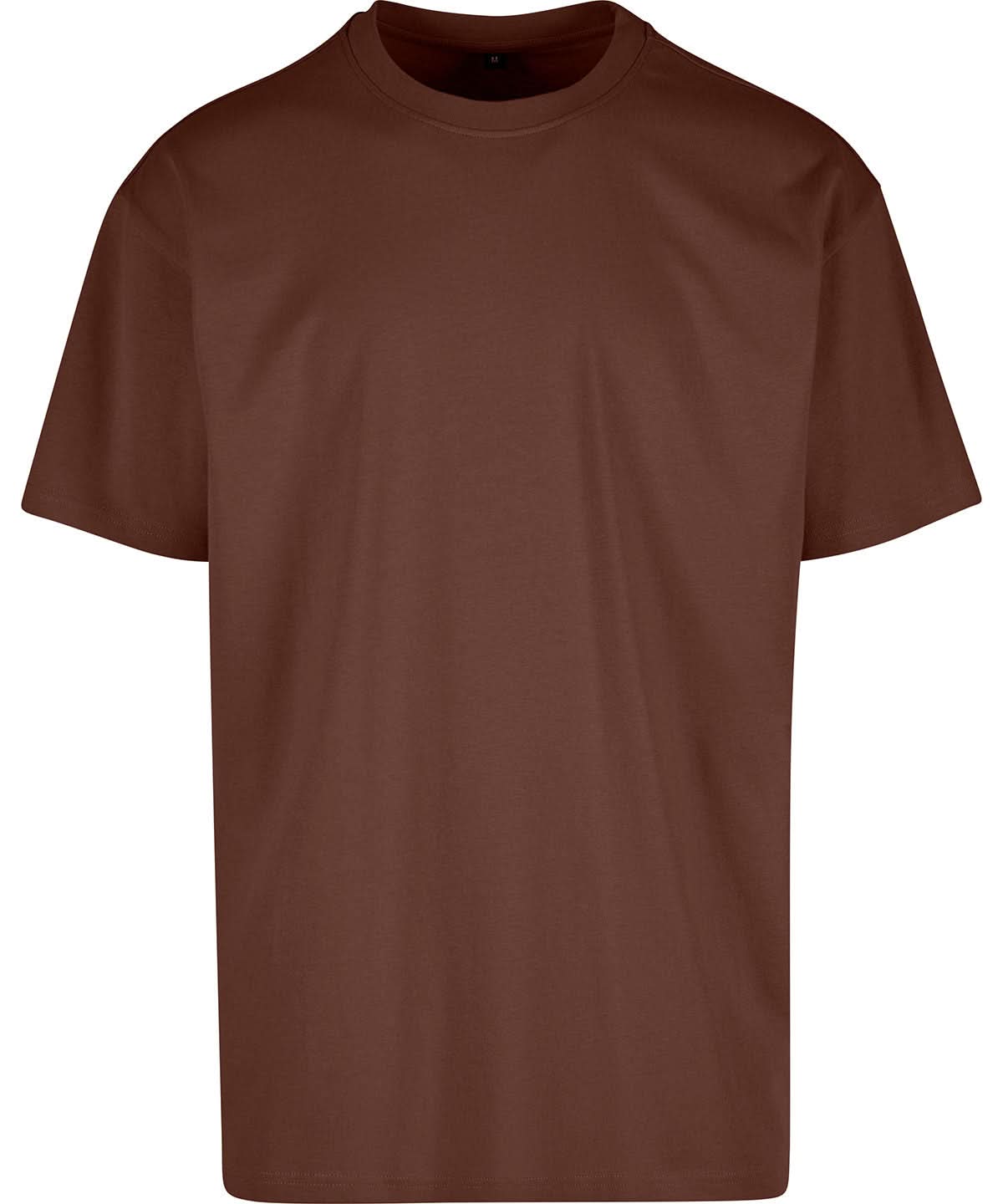 Build Your Brand BYB Heavy oversized tee Chocolate Brown BY102 - Chocolate Brown - Customisable T-Shirt