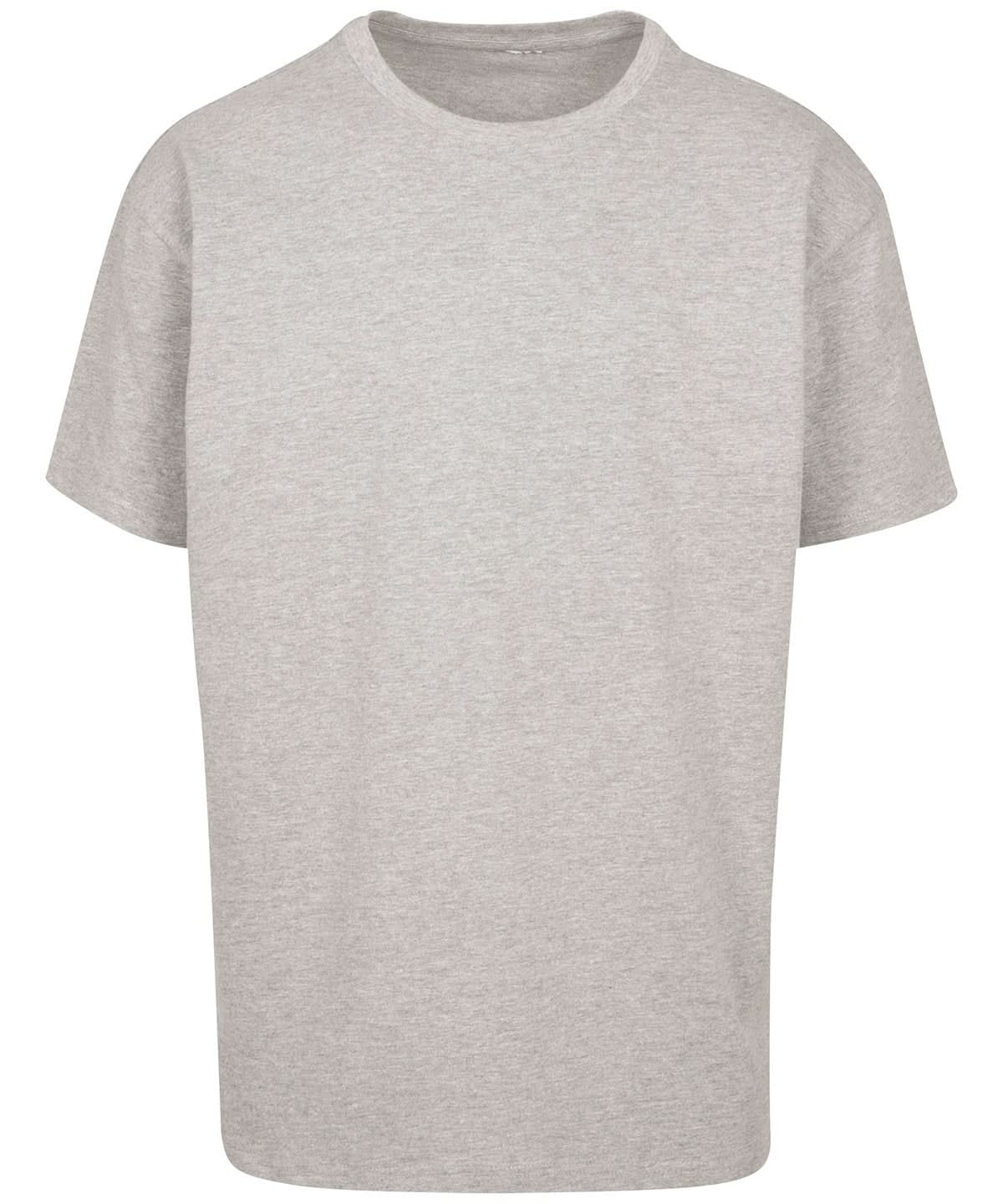 Build Your Brand BYB Heavy oversized tee Grey BY102 - Grey - Customisable T-Shirt