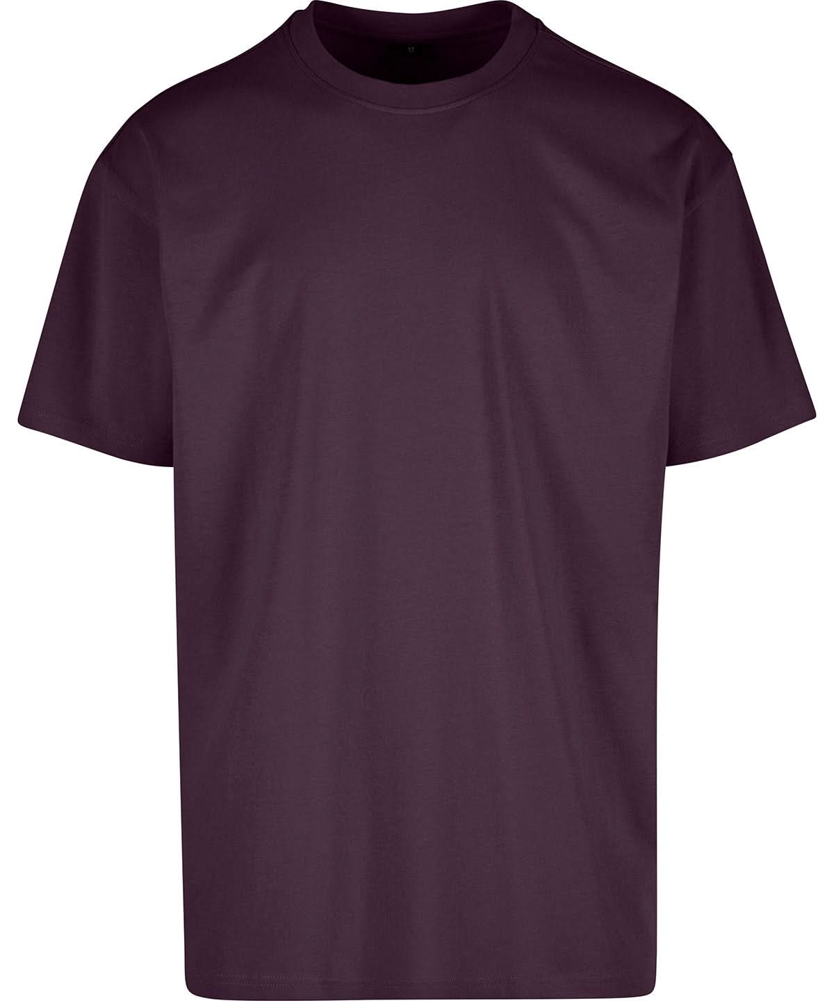 Build Your Brand BYB Heavy oversized tee Plum Purple BY102 - Plum Purple - Customisable T-Shirt