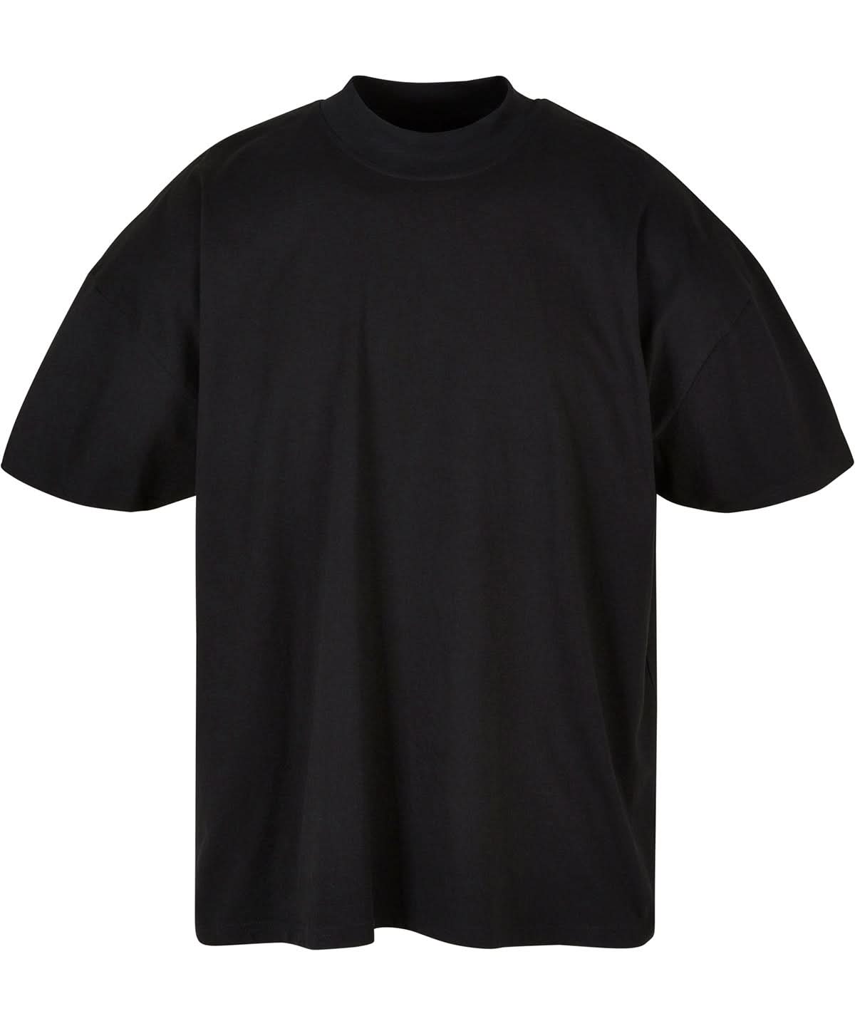 Build Your Brand BYB Oversized mock neck tee BY230 - Black - Customisable T-Shirt