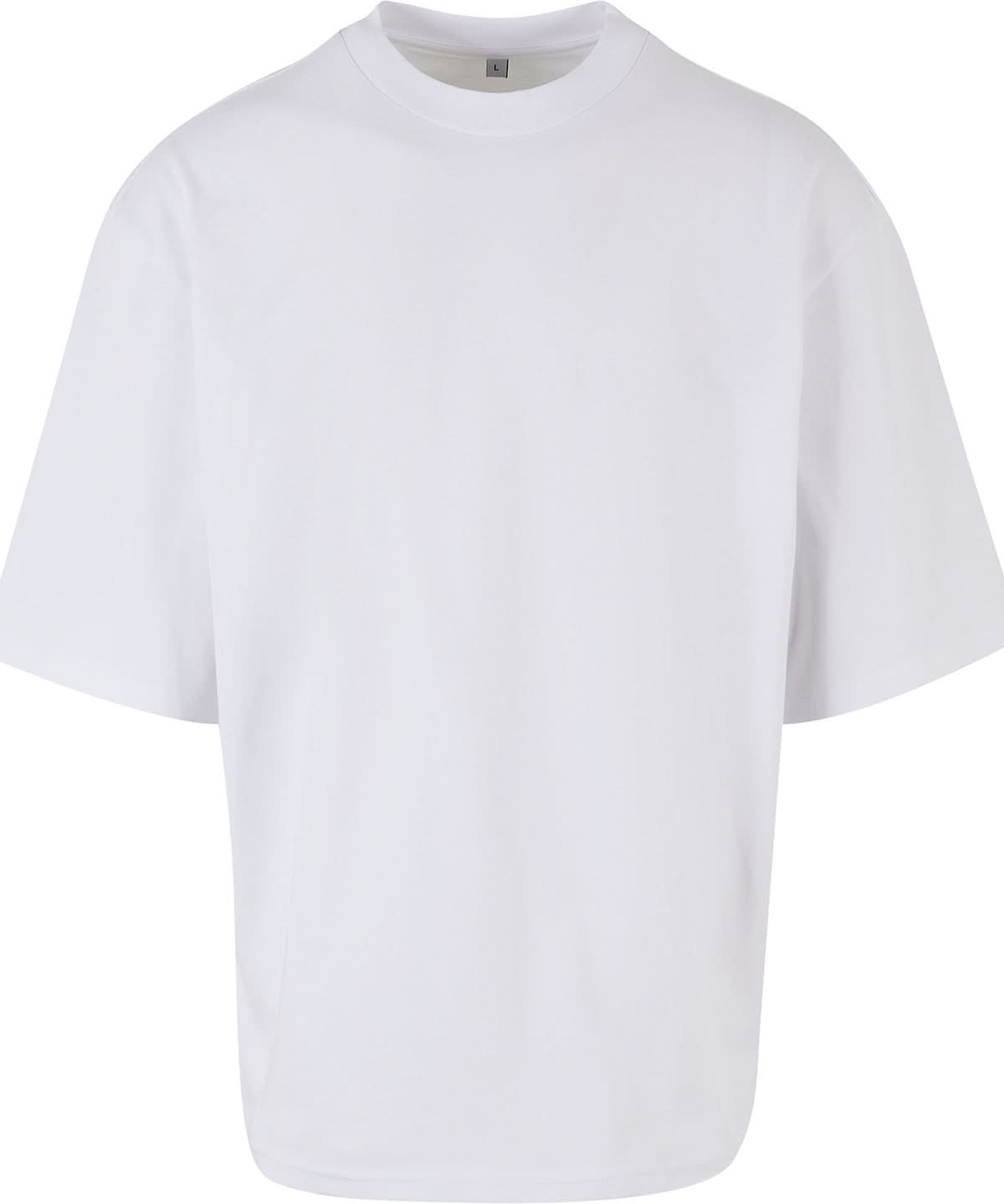 Build Your Brand BYB Oversized sleeve tee BY256 - White - Customisable T-Shirt