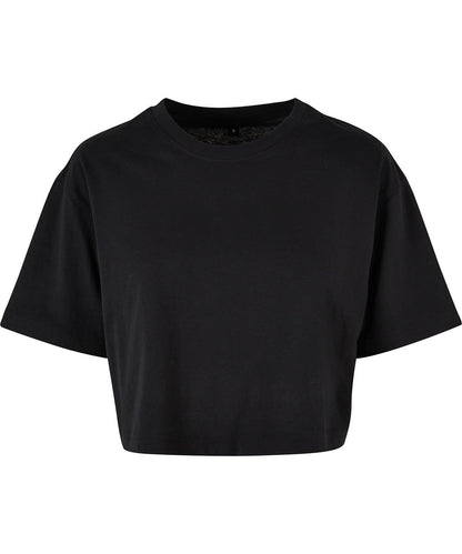 Build Your Brand BYB Womens short oversized tee BY264 - Black - Customisable T-Shirt