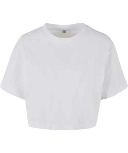 Build Your Brand BYB Womens short oversized tee BY264 - White - Customisable T-Shirt