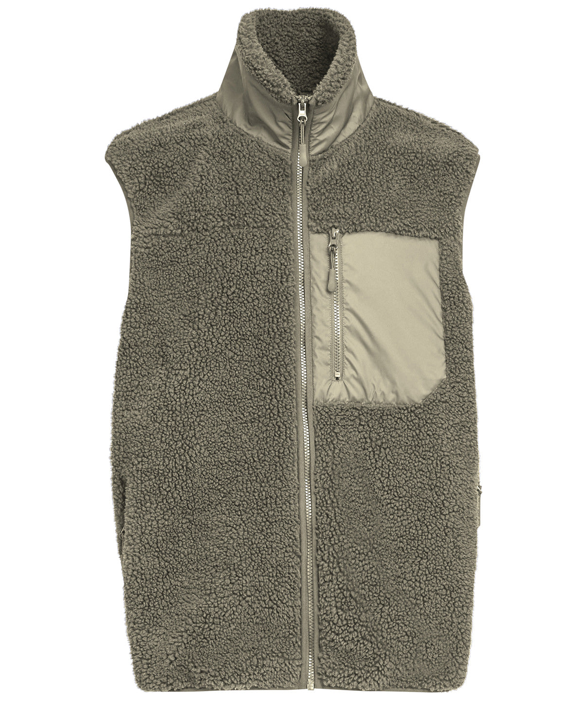 Bonded sherpa vest - BY407 - Pale Olive - Customisable Gilets &amp; Body Warmers