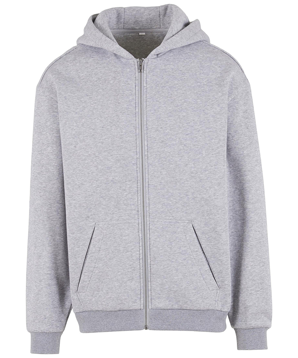 Loose-fit zip hoodie - BY443 - Heather Grey - Customisable Hoodies