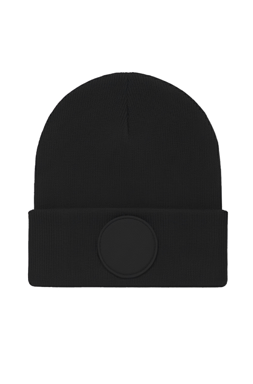 Circular Patch Beanie - UC412 - Black One - Customisable HEADWEAR