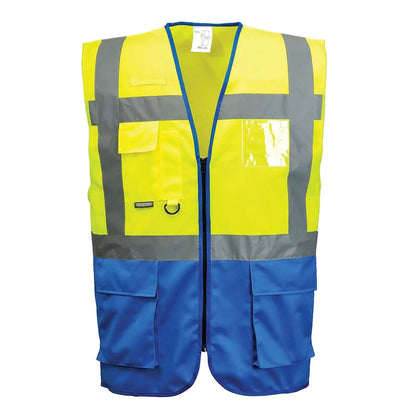 Warsaw Hi Vis Contrast Executive Vest C476 - Yellow Royal - Customisable Vests