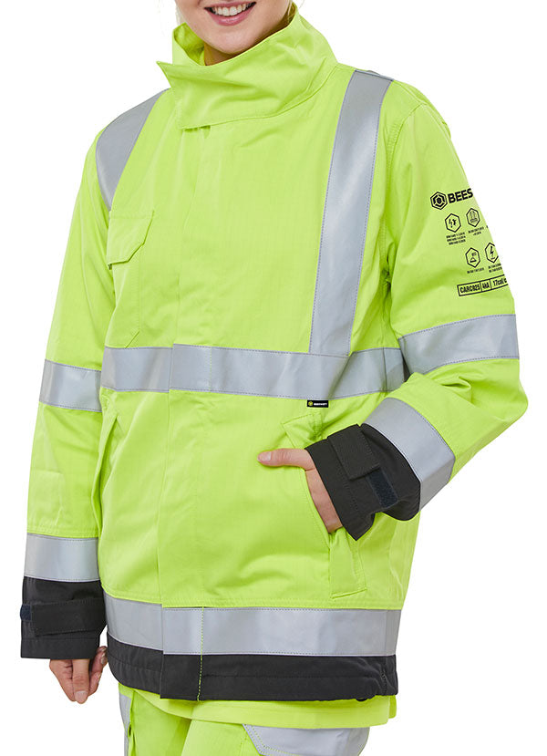 Beeswift Arc Complinant Woven Hi Vis Two Tone Jacket Carc925 Syn - Saturn Yellow Navy - Customisable Jacket