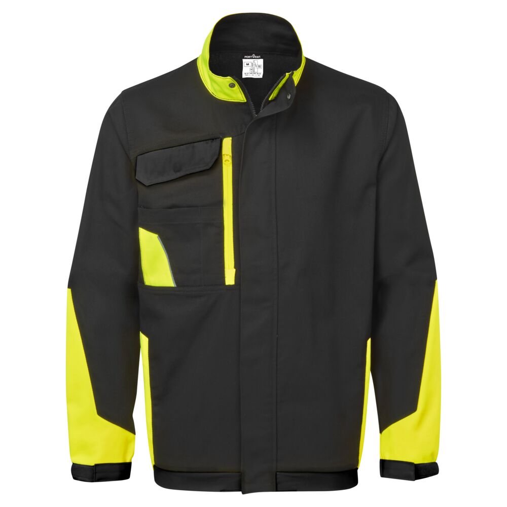 Wx1 Lightweight Cotton Work Jacket - CD130 - Black Yellow - Customisable Work Jackets