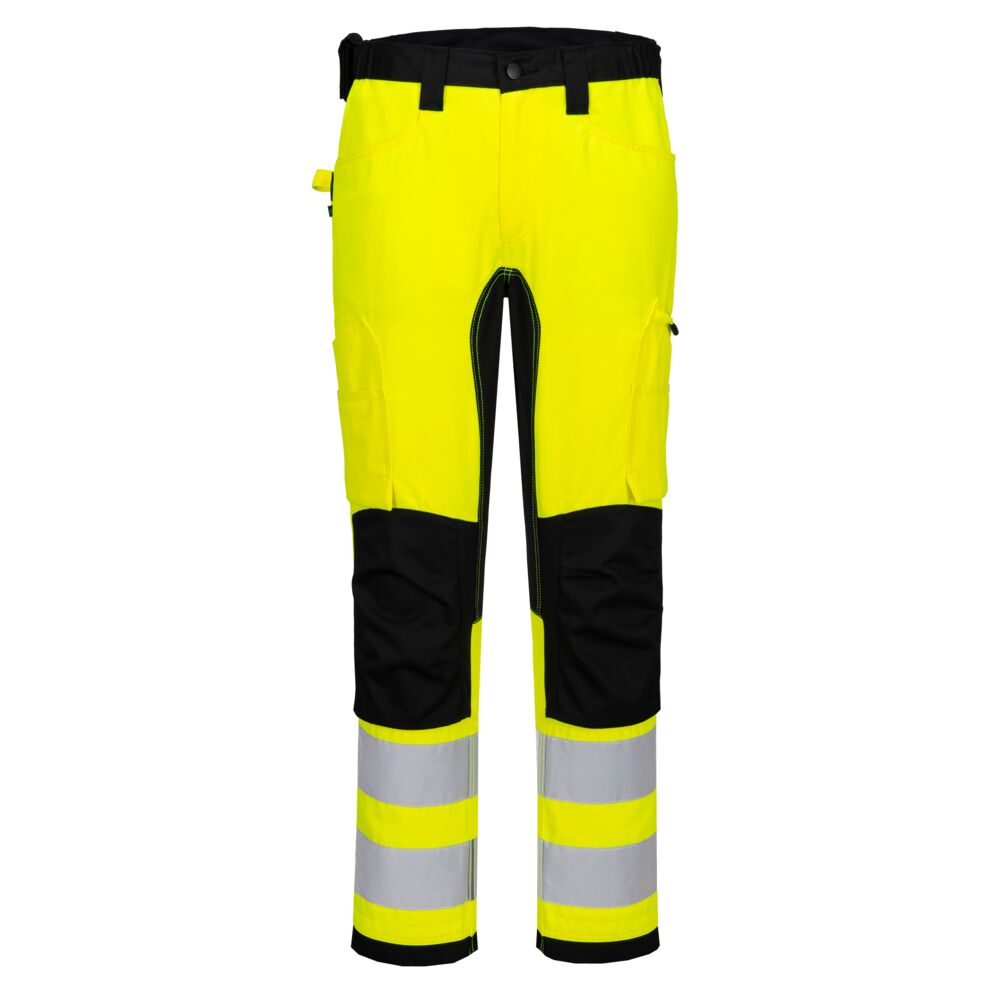 Wx2 Eco Hi Vis Stretch Trade Trouser - CD848 - Yellow Black - Customisable Work Trousers