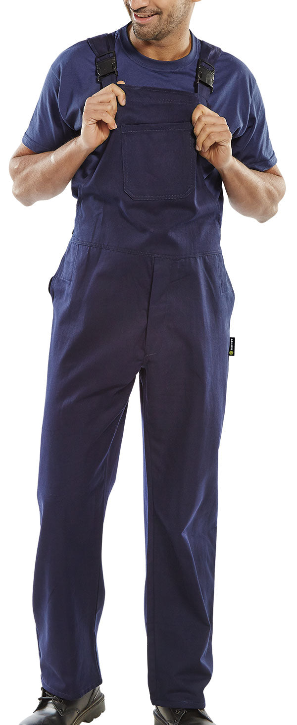 Beeswift Cotton Drill Bib And Brace Cdbb - Navy Blue - Customisable Bib &amp; Braces