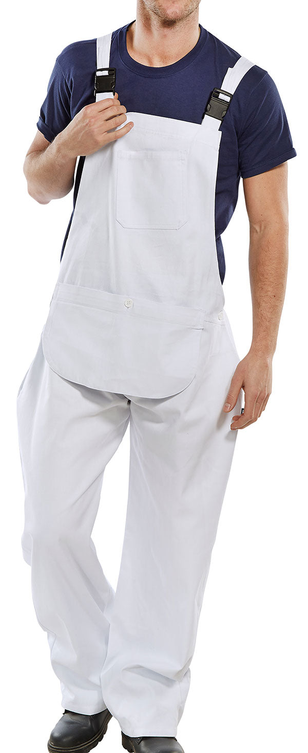 Beeswift Cotton Drill Bib And Brace Cdbb - White - Customisable Bib &amp; Braces