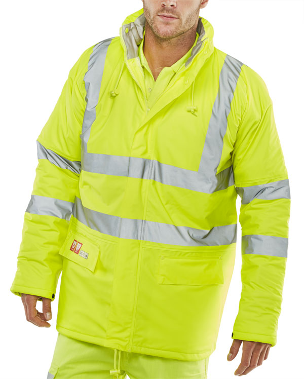 Beeswift Fire Retardant Hi Vis Anti Static Padded Jacket Cfrlr3456 - Saturn Yellow - Customisable Jacket