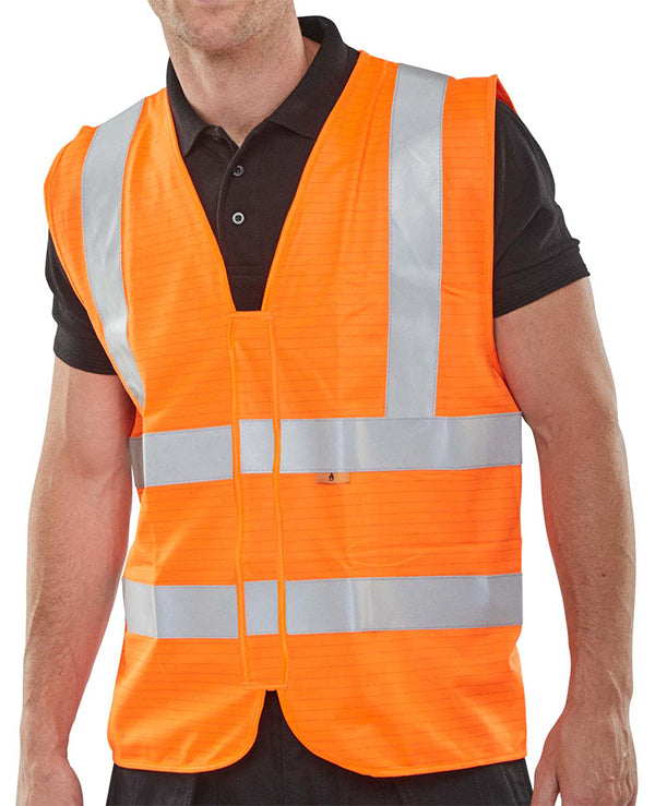 Beeswift Fire Retardant Hi Vis Vest Cfrwcsy - Orange - Customisable Hi-Vis Vest