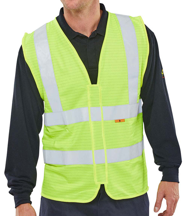 Beeswift Fire Retardant Hi Vis Vest Cfrwcsy - Saturn Yellow - Customisable Hi-Vis Vest