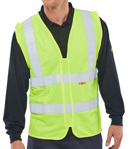 Beeswift Fire Retardant Hi Vis Vest Cfrwcsy - Saturn Yellow - Customisable Hi-Vis Vest