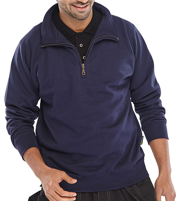 Beeswift Quarter Zip Sweatshirt Clqzss - Navy Blue - Customisable Sweatshirts