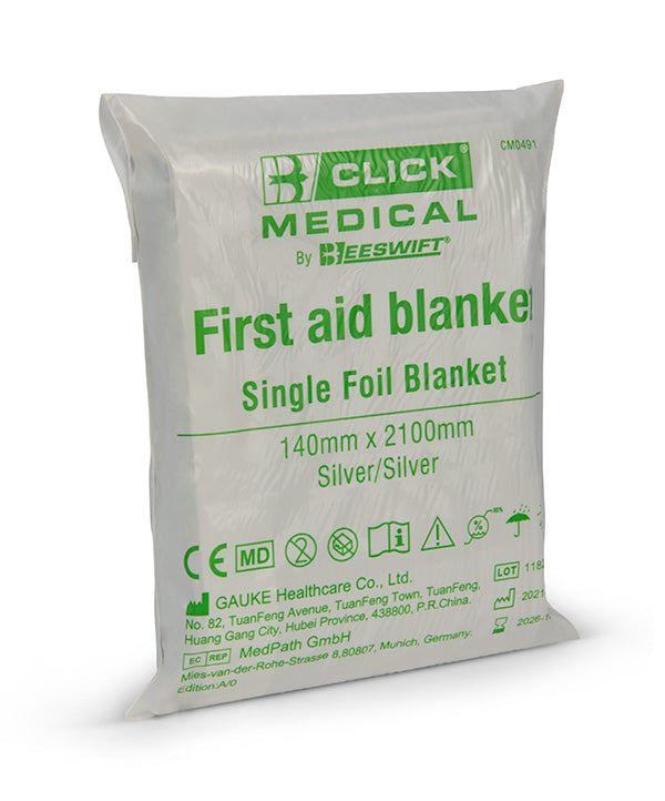 Click Medical Click Medical Foil Blanket - CM0491 - Chrome 210X130CM - Customisable Essentials