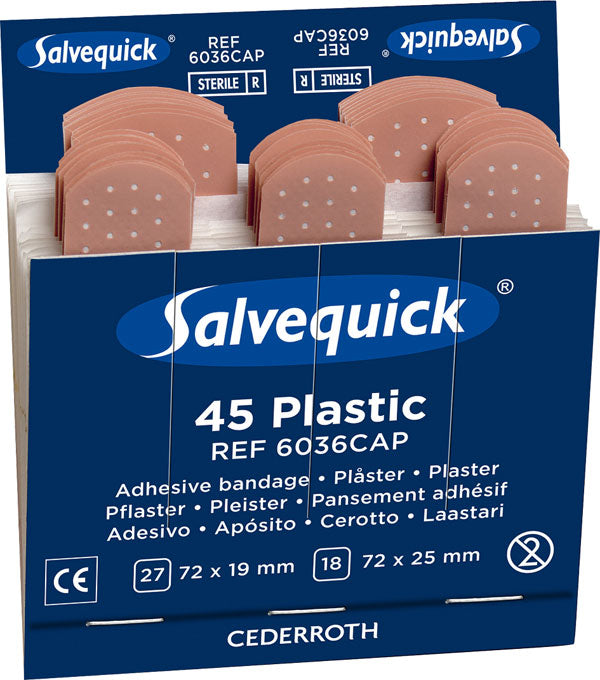 Salvequick Waterproof Plasters Refill Pack 6X45 - - Customisable Adhesive Plasters
