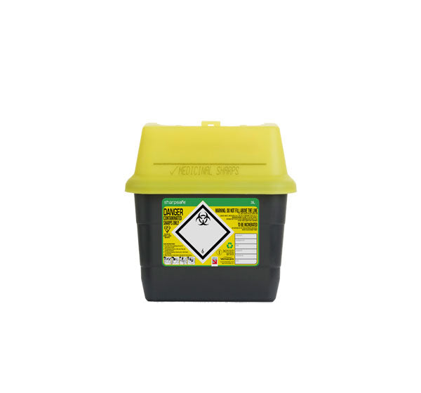 Clinisafe Sharp Safe Container Ltr Cm0639 - Yellow 3LTR - Customisable Sharps Bins
