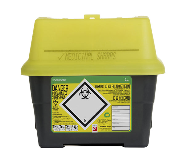 Sharps Bin Ltr - CM0643 - Yellow 2LTR - Customisable Sharps Bins