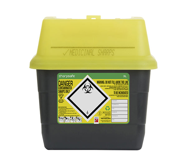 Sharpsafe Sharps Bin Ltr Cm0644 - Yellow 3LTR - Customisable Sharps Bins