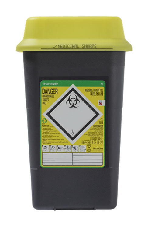 Sharpsafe Sharps Bin Ltr Cm0646 - Yellow 7LTR - Customisable Sharps Bins