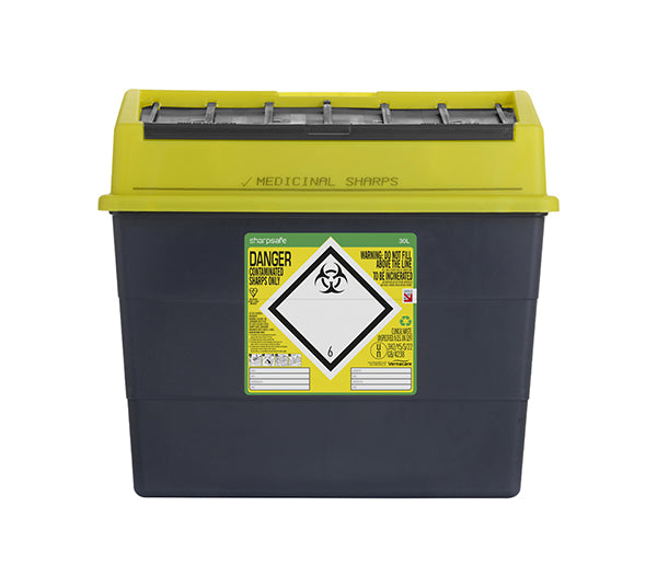 Sharpsafe Sharps Bin Ltr Cm0649 - Yellow 30LTR - Customisable Sharps Bins