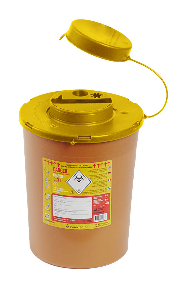 Wood Safe Woodsafe Sharps Bin Litre Cm0922 - Brown 3L - Customisable Sharps Bins