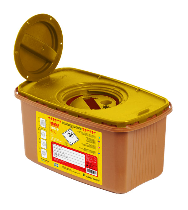 Wood Safe Woodsafe Sharps Bin Lid And Screw Fit Cap Litre Cm0923 - Brown 6L - Customisable Sharps Bins