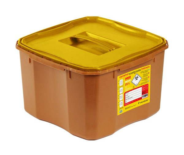 Wood Safe Woodsafe Sharps Bin Full Lid Litre Cm0925 - Brown 25L - Customisable Sharps Bins