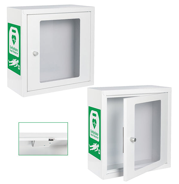 Click Medical Click Medical Indoor Alarmed Defibrillator Cabinet - CM1243 - White 370X370X170MM - Customisable AED Cabinets & Brackets