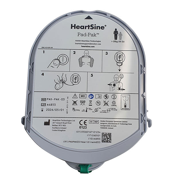 Heart Sine Adult Pad Pak - CM1260 - Grey 195X130X35MM - Customisable Defibrillators